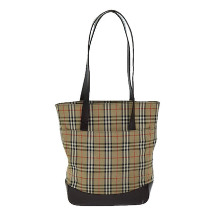 BURBERRYSs Nova Check Tote Bag Canvas Beige Auth ep4730
