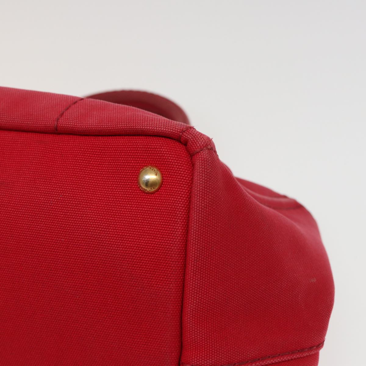 PRADA Canapa MM Hand Bag Canvas 2way Red Auth ep4733