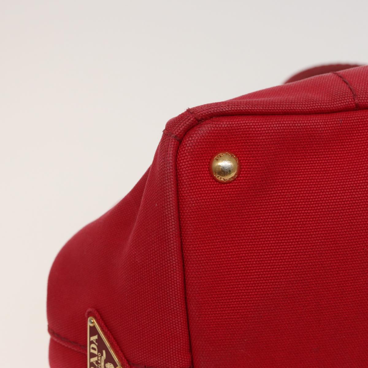 PRADA Canapa MM Hand Bag Canvas 2way Red Auth ep4733