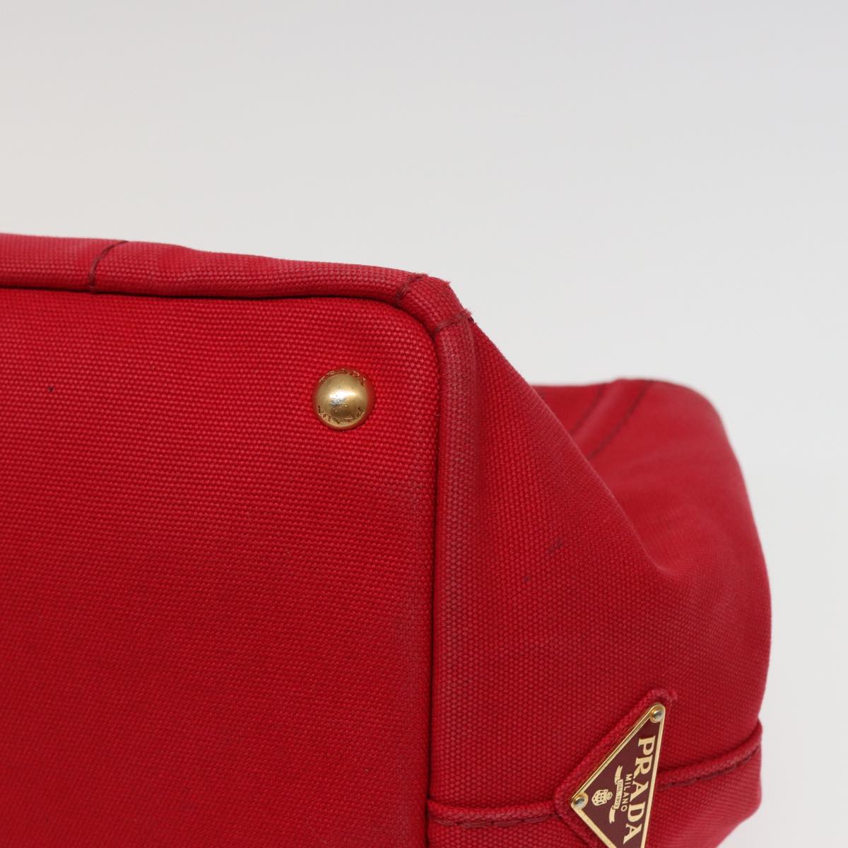 PRADA Canapa MM Hand Bag Canvas 2way Red Auth ep4733