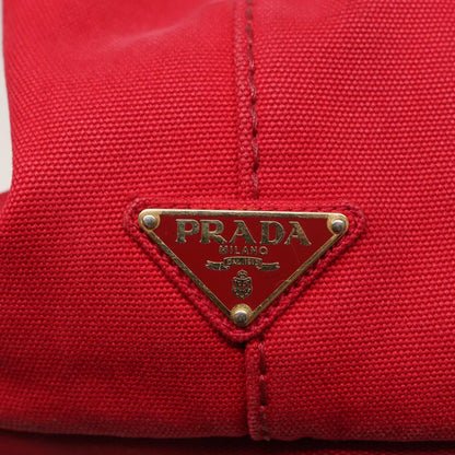 PRADA Canapa MM Hand Bag Canvas 2way Red Auth ep4733