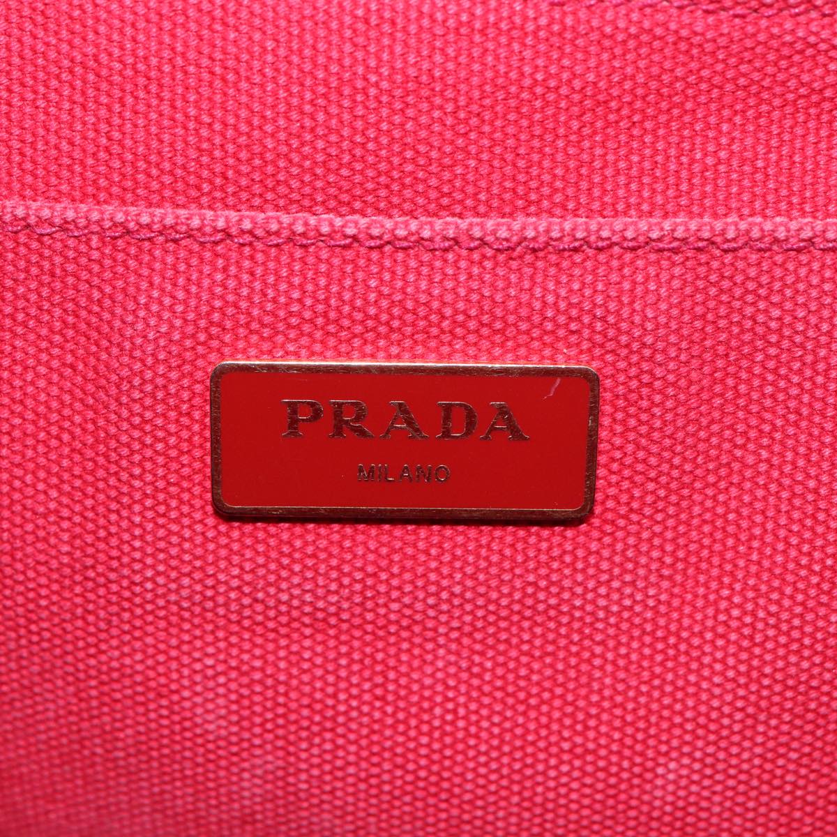 PRADA Canapa MM Hand Bag Canvas 2way Red Auth ep4733