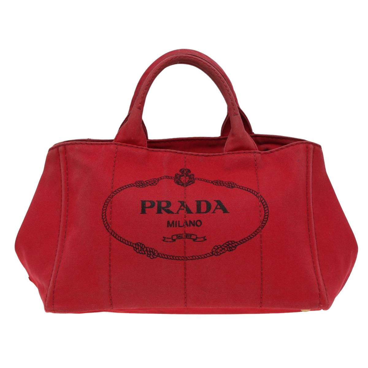 PRADA Canapa MM Hand Bag Canvas 2way Red Auth ep4733