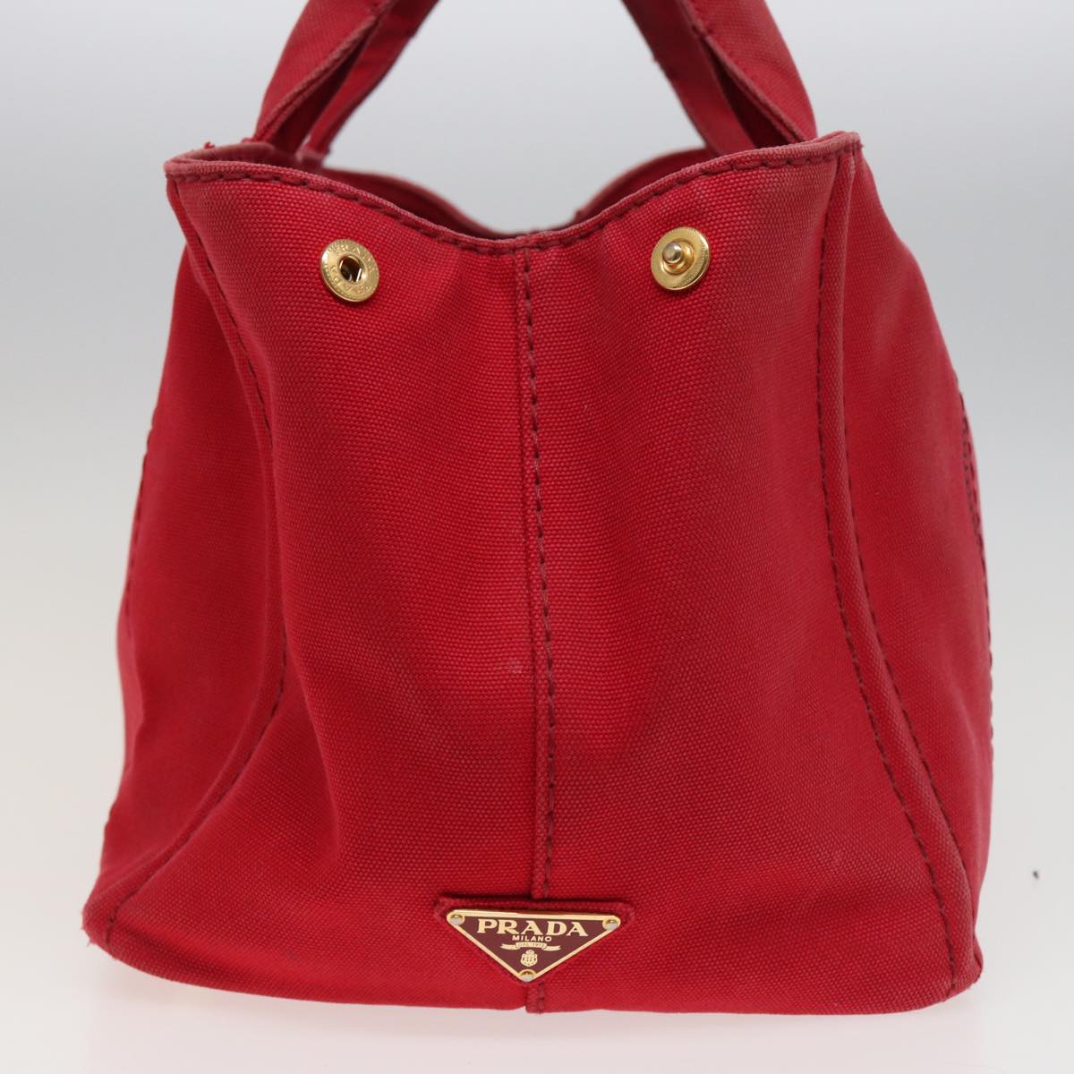 PRADA Canapa MM Hand Bag Canvas 2way Red Auth ep4733