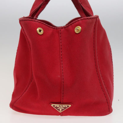 PRADA Canapa MM Hand Bag Canvas 2way Red Auth ep4733