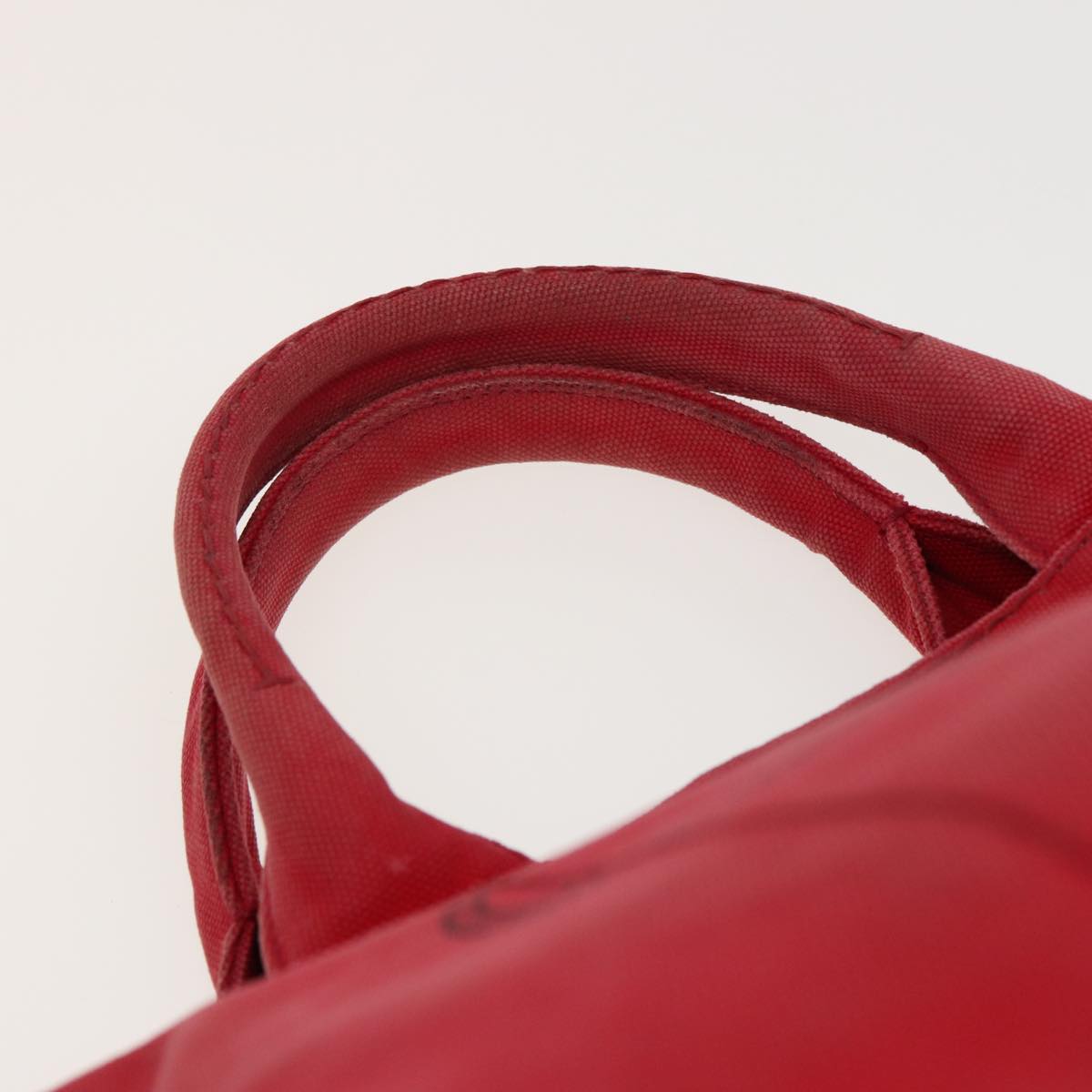 PRADA Canapa MM Hand Bag Canvas 2way Red Auth ep4733