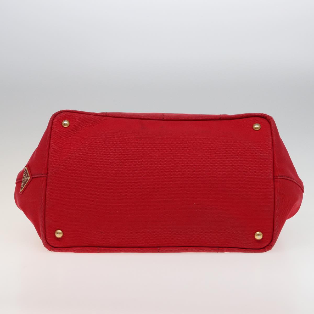 PRADA Canapa MM Hand Bag Canvas 2way Red Auth ep4733