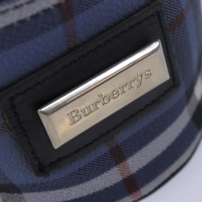 BURBERRYSs Nova Check Vanity Cosmetic Pouch PVC Leather Blue Auth ep4900