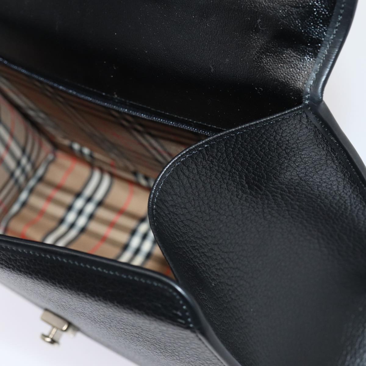 BURBERRYSs Hand Bag Leather 2way Black Auth ep4940