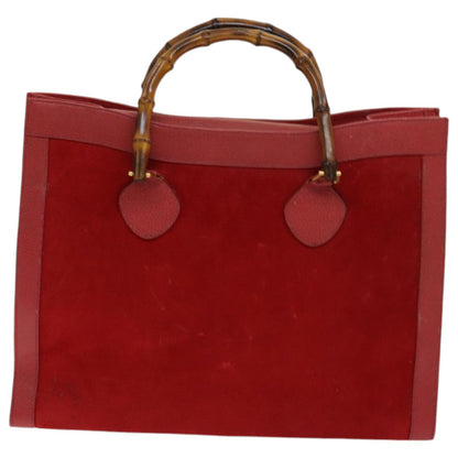 GUCCI Bamboo Tote Bag Suede Red Auth ep5090