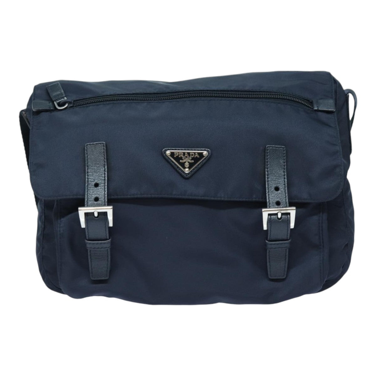 PRADA Shoulder Bag Nylon Navy Silver Auth ep5207