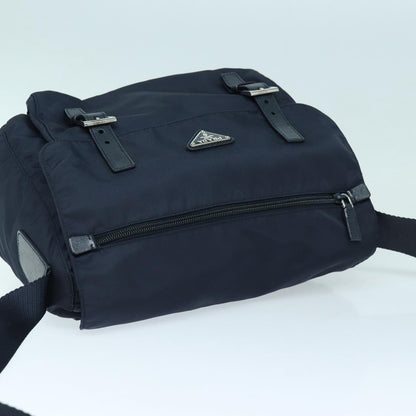 PRADA Shoulder Bag Nylon Navy Silver Auth ep5207