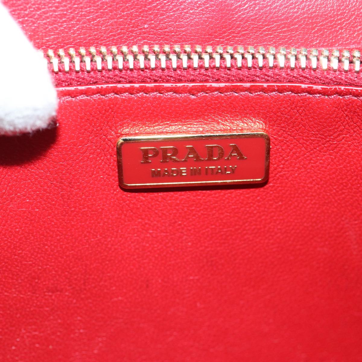 PRADA Shoulder Long Wallet Safiano leather Red Gold Auth ep5211