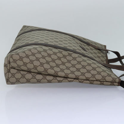 GUCCI GG Supreme Tote Bag PVC Leather Beige Auth ep5258