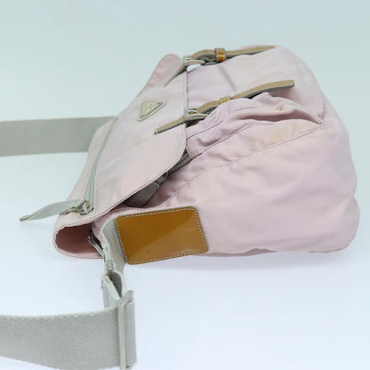 PRADA Shoulder Bag Nylon Pink Silver Auth ep5304