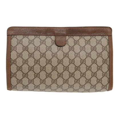 GUCCI GG Supreme Web Sherry Line Clutch Bag PVC Beige Gold 89 01 033 Auth ep5318