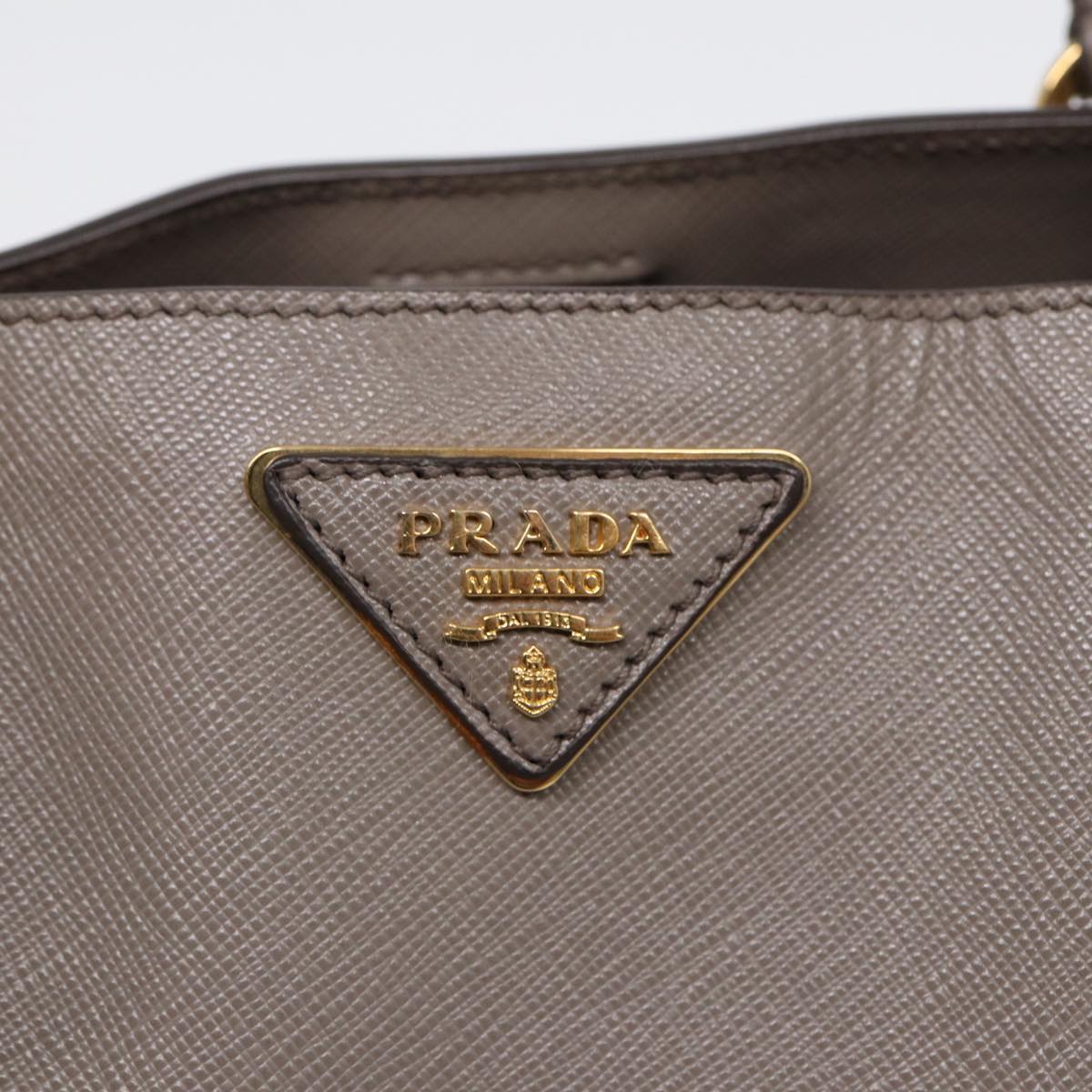 PRADA Hand Bag Safiano leather Gray Gold Auth ep5342