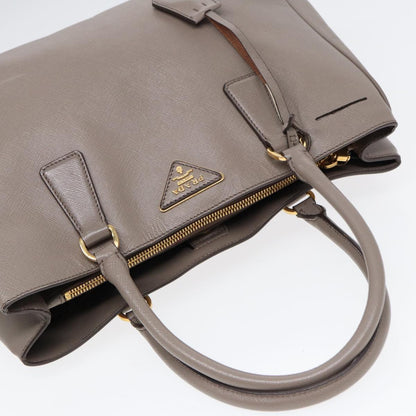 PRADA Hand Bag Safiano leather Gray Gold Auth ep5342