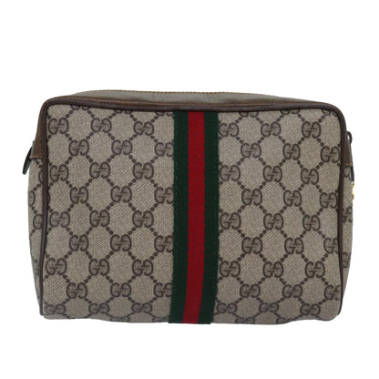 GUCCI GG Supreme Web Sherry Line Clutch Bag Beige Gold 32 014 3553 Auth ep5355