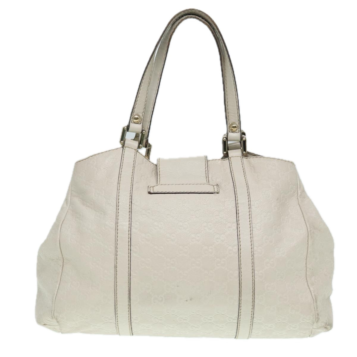 GUCCI GG Canvas ssima Hand Bag White Gold 211935 Auth ep5377