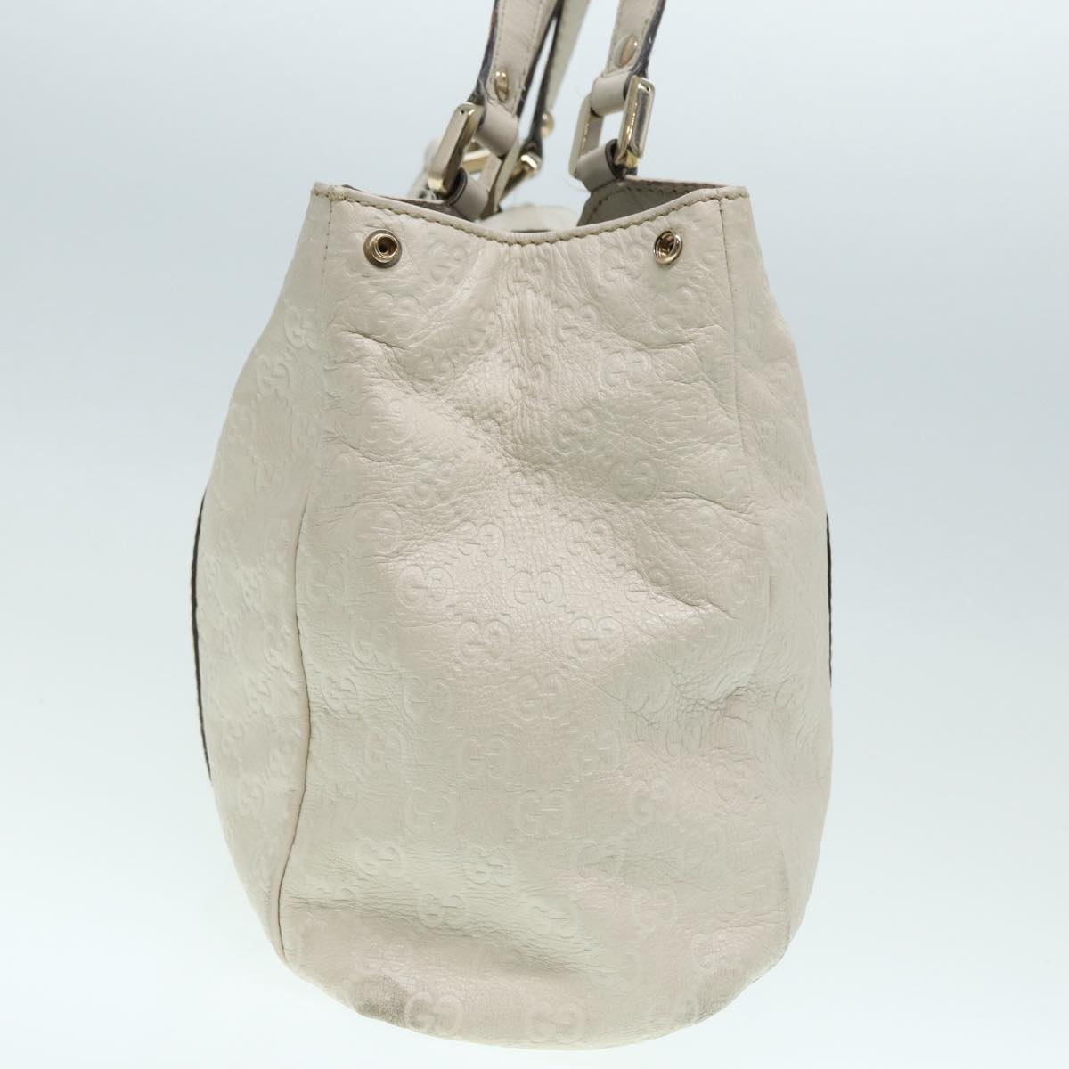 GUCCI GG Canvas ssima Hand Bag White Gold 211935 Auth ep5377