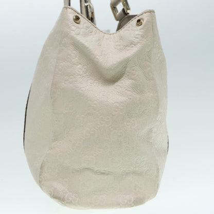 GUCCI GG Canvas ssima Hand Bag White Gold 211935 Auth ep5377