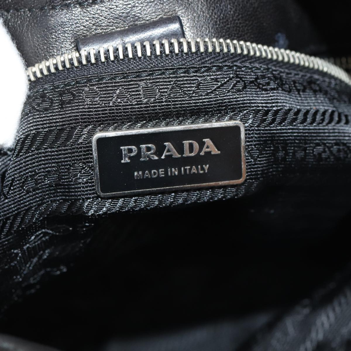 PRADA Hand Bag Nylon Black Silver Auth ep5386