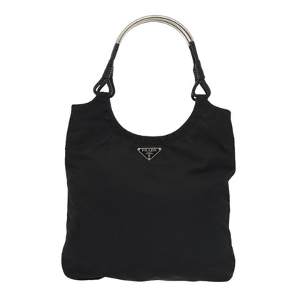 PRADA Hand Bag Nylon Black Silver Auth ep5386