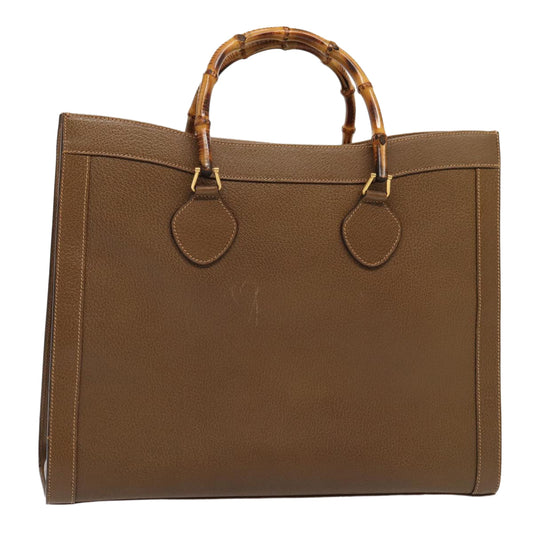 GUCCI Bamboo Hand Bag Leather Brown Gold 002 1186 0259 Auth ep5393