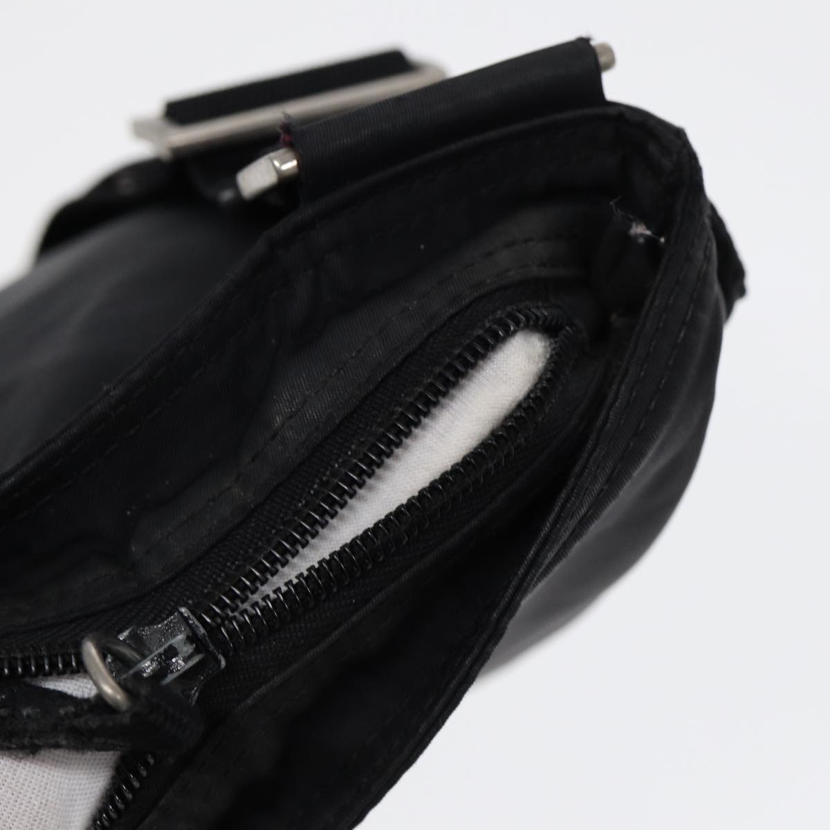 PRADA Shoulder Bag Nylon Black Silver Auth ep5415