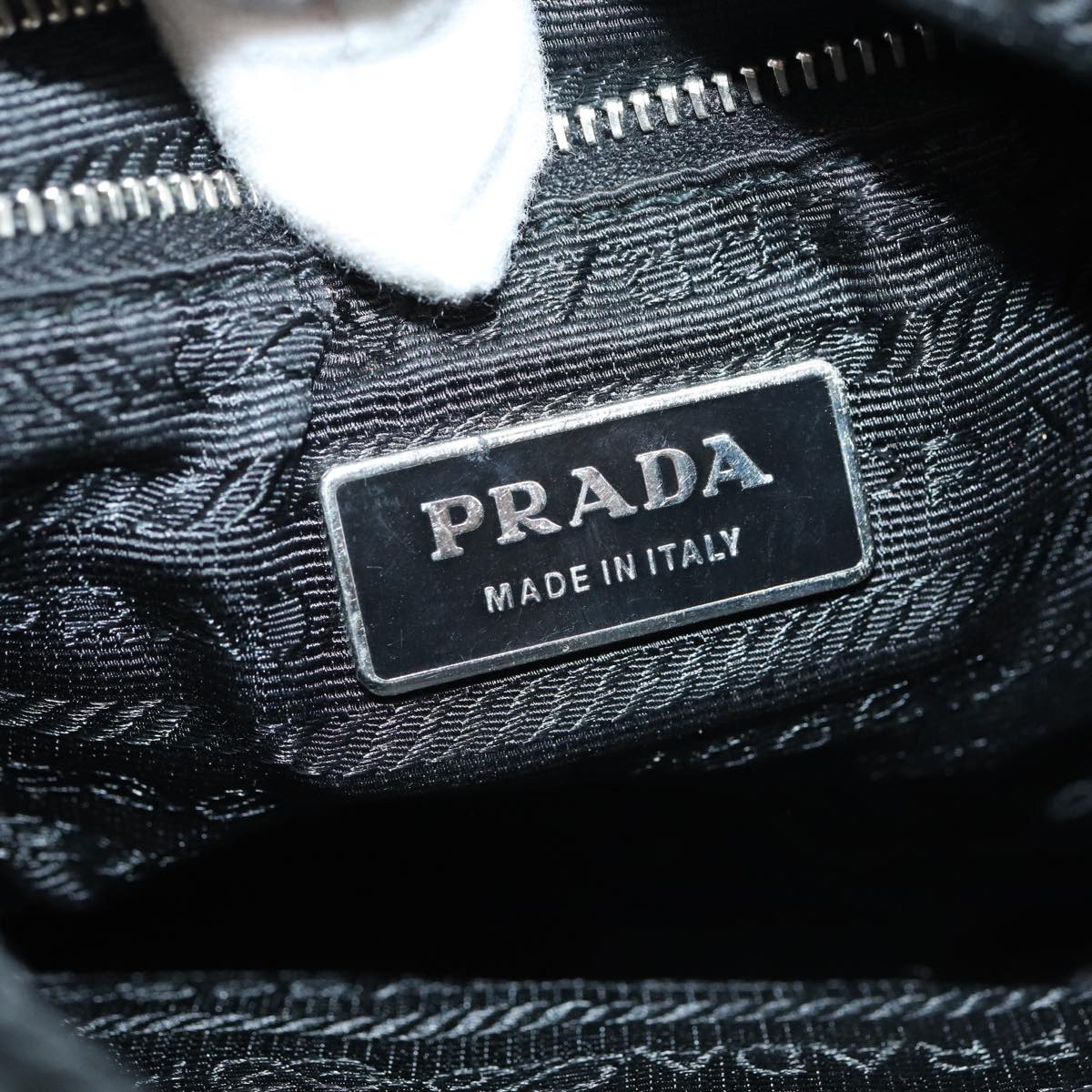 PRADA Shoulder Bag Nylon Black Silver Auth ep5420