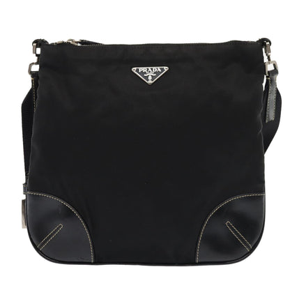 PRADA Shoulder Bag Nylon Black Silver Auth ep5420