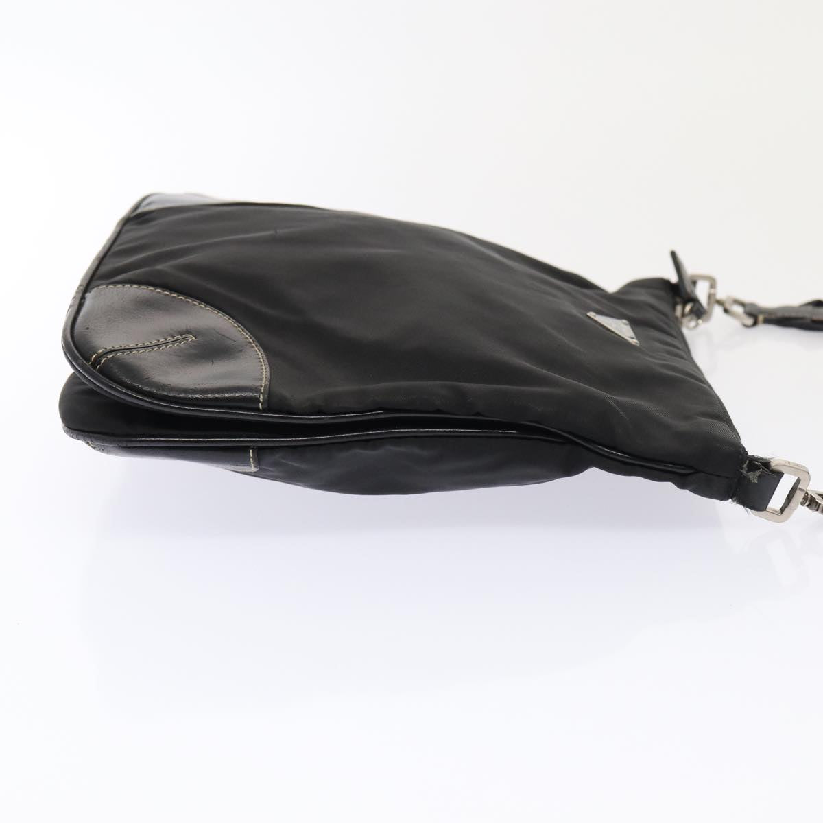 PRADA Shoulder Bag Nylon Black Silver Auth ep5420