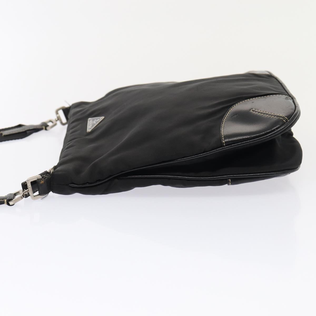 PRADA Shoulder Bag Nylon Black Silver Auth ep5420