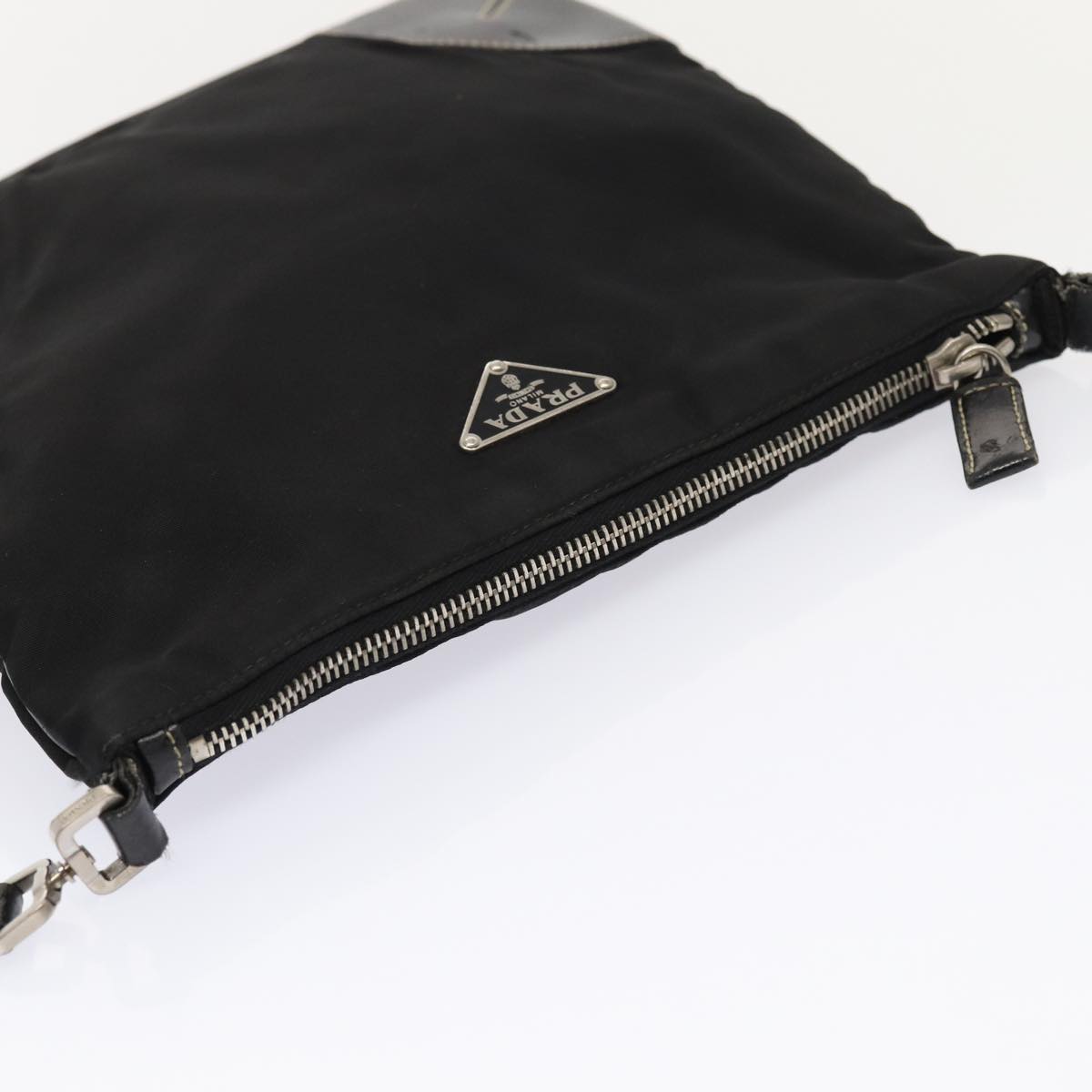 PRADA Shoulder Bag Nylon Black Silver Auth ep5420