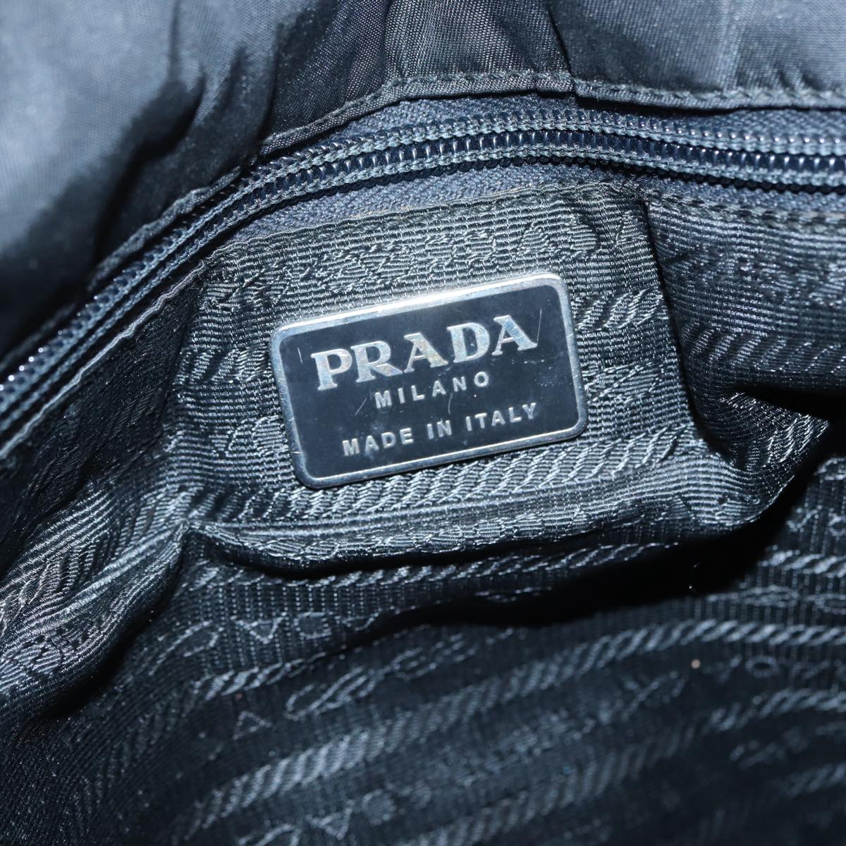 PRADA Tote Bag Nylon Black Silver Auth ep5423