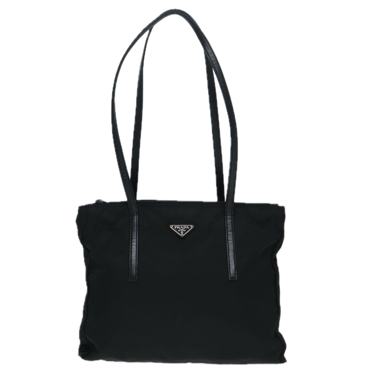 PRADA Tote Bag Nylon Black Silver Auth ep5423