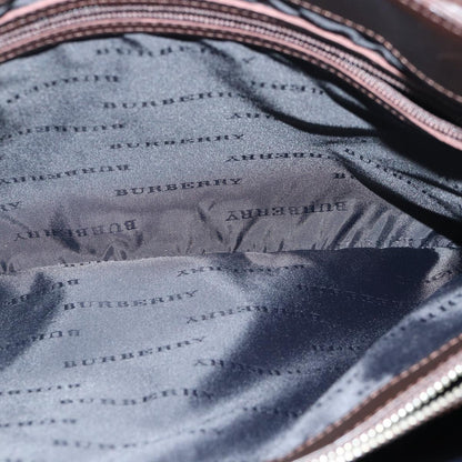 BURBERRY Nova Check Hand Bag Canvas Beige Silver Auth ep5426