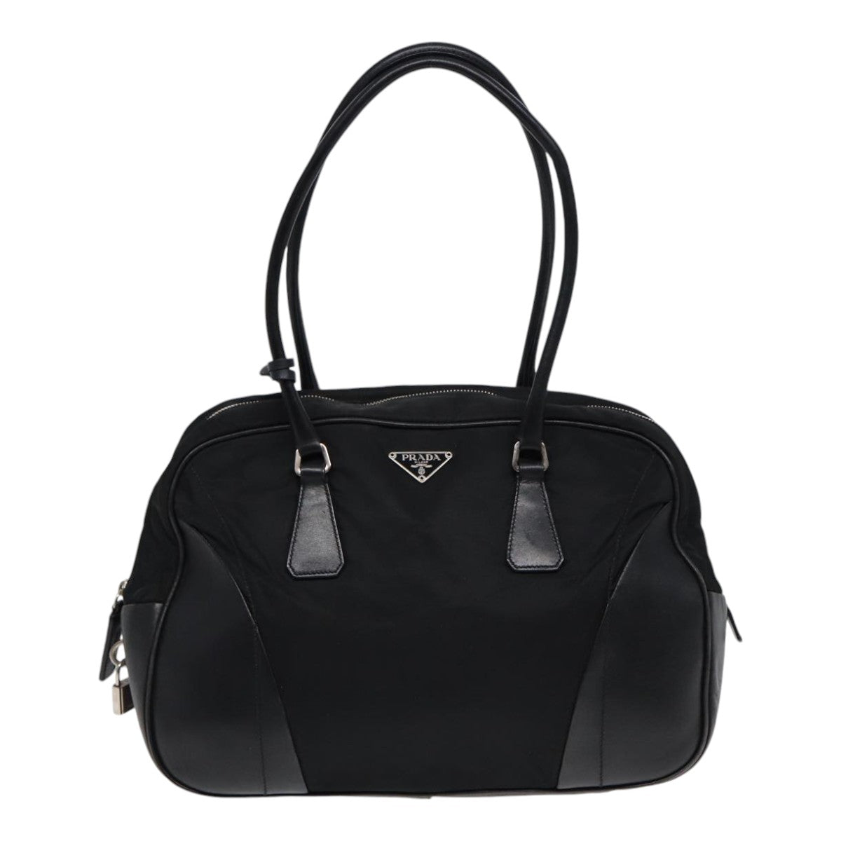 PRADA Shoulder Bag Nylon Black Silver Auth ep5432