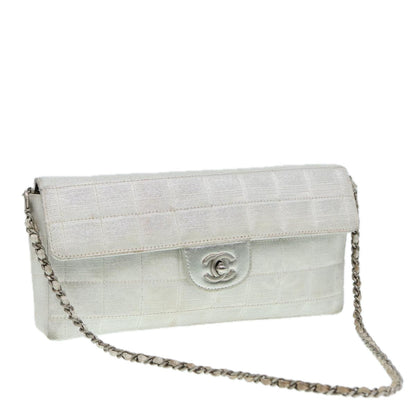 Chanel Chain New Travel Line Shoulder Bag Nylon Beige Silver CC Auth ep