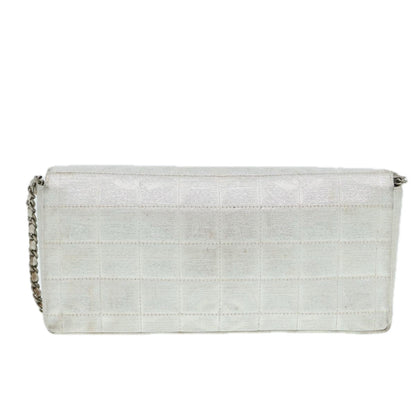 Chanel Chain New Travel Line Shoulder Bag Nylon Beige Silver CC Auth ep
