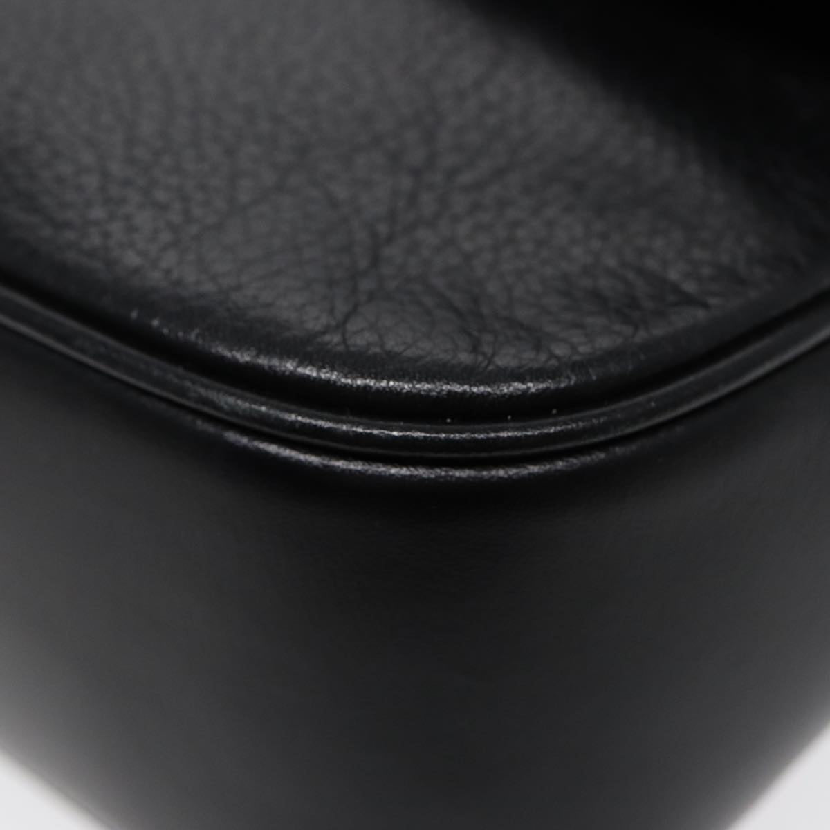 BURBERRYSs Hand Bag Leather Black Gold Auth ep5473