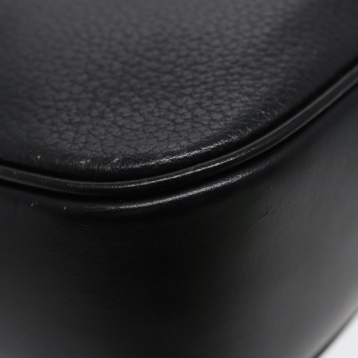 BURBERRYSs Hand Bag Leather Black Gold Auth ep5473