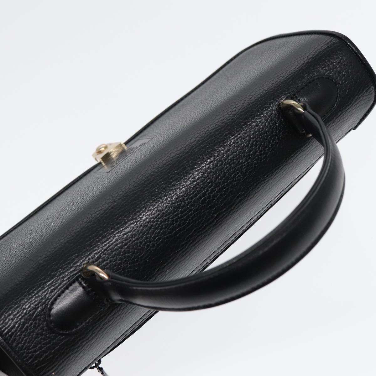 BURBERRYSs Hand Bag Leather Black Gold Auth ep5473