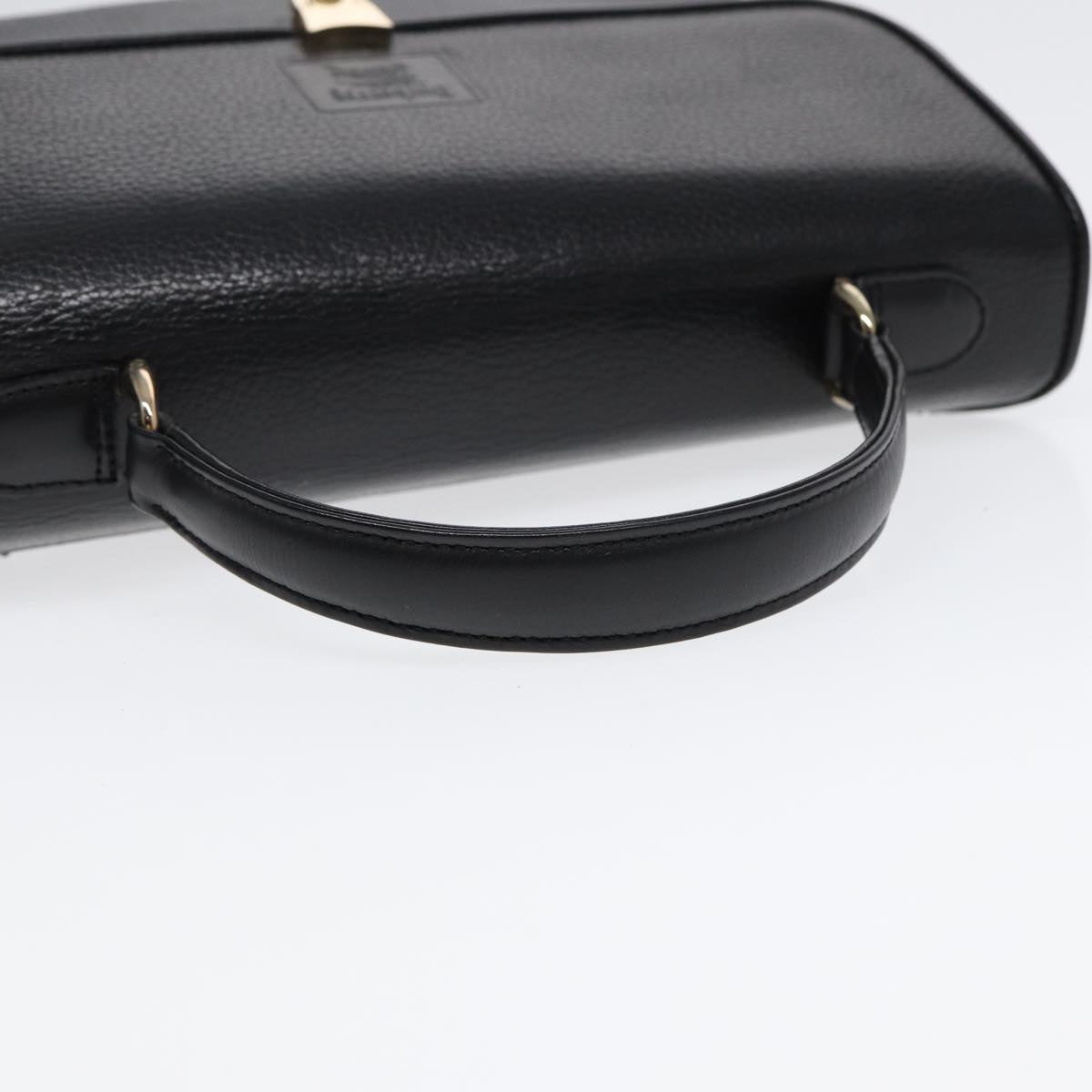 BURBERRYSs Hand Bag Leather Black Gold Auth ep5473