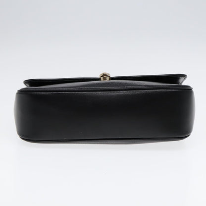 BURBERRYSs Hand Bag Leather Black Gold Auth ep5473
