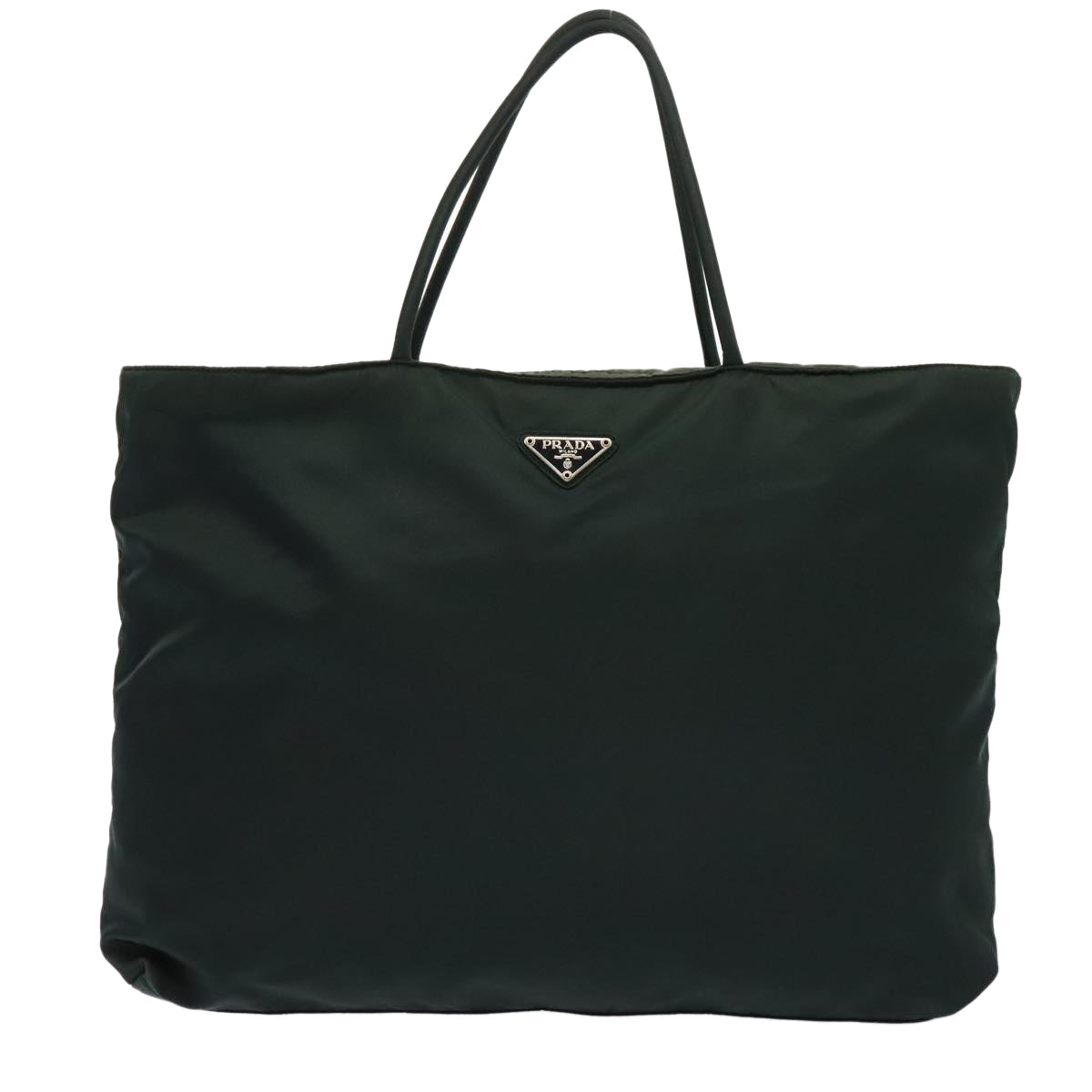 PRADA Tote Bag Nylon Green Silver Auth ep5524