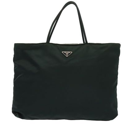 PRADA Tote Bag Nylon Green Silver Auth ep5524