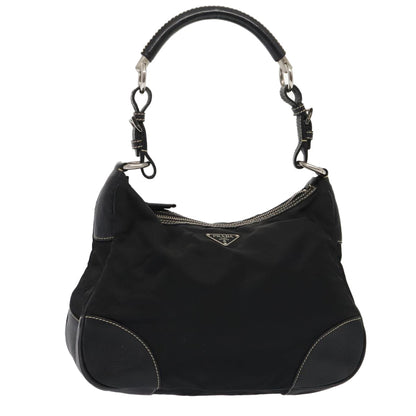 PRADA Shoulder Bag Nylon Black Silver Auth ep5537