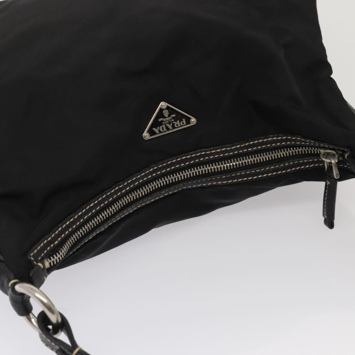 PRADA Shoulder Bag Nylon Black Silver Auth ep5537